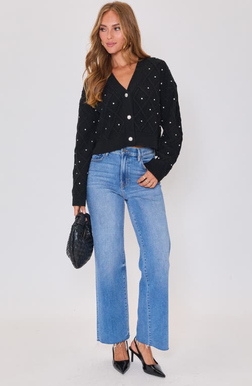 Vici Collection Holiday Shine Rhinestone Diamond Stitch Cardigan In Black