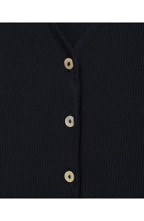Mango Lyocell V-neck Button Front Top