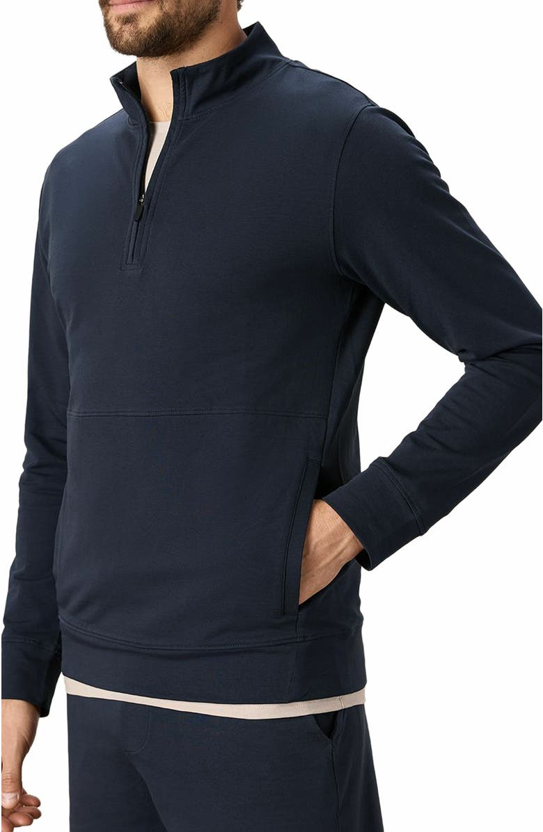 Pact Organic Cotton Stash French Terry Quarter Zip, Alternate, color, Midnight Blue