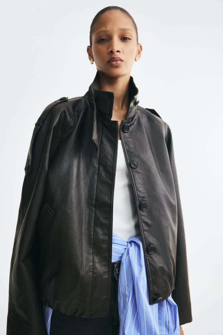 Oversized Coated Jacket, Alternate, color, Dark brown