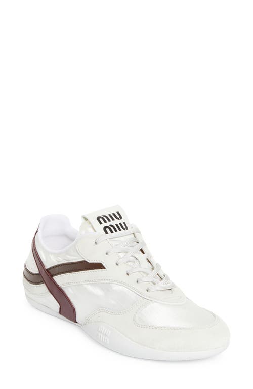 Miu Miu Technical Fabric And Suede Sneakers In Bianco/amaranto