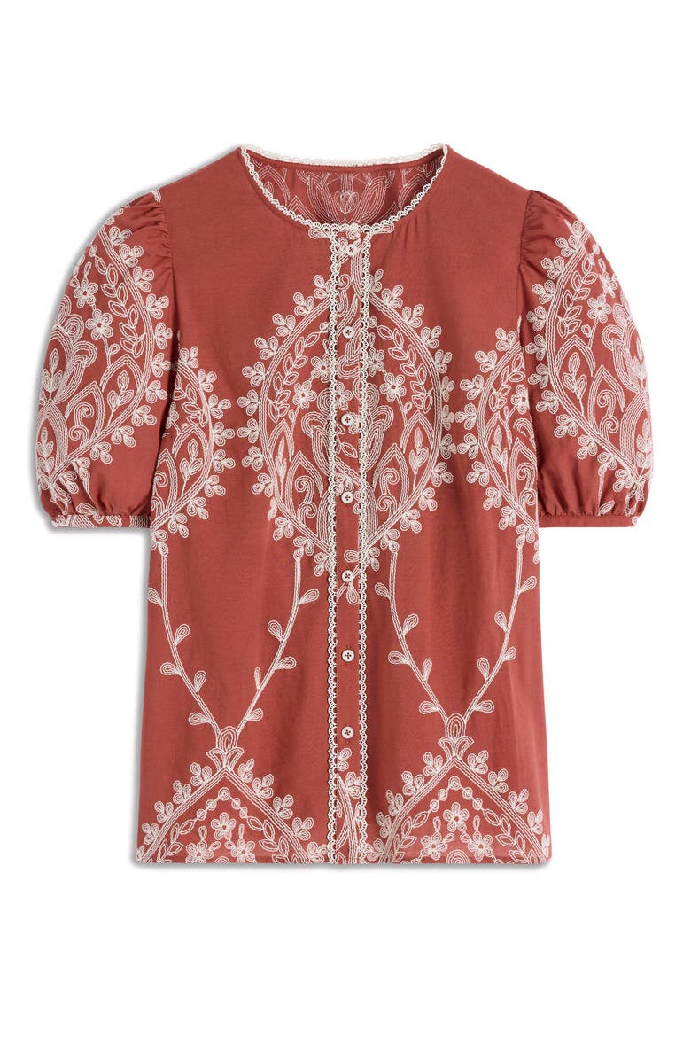 Leah Embroidered Top, Alternate, color, RED EMBROIDERY