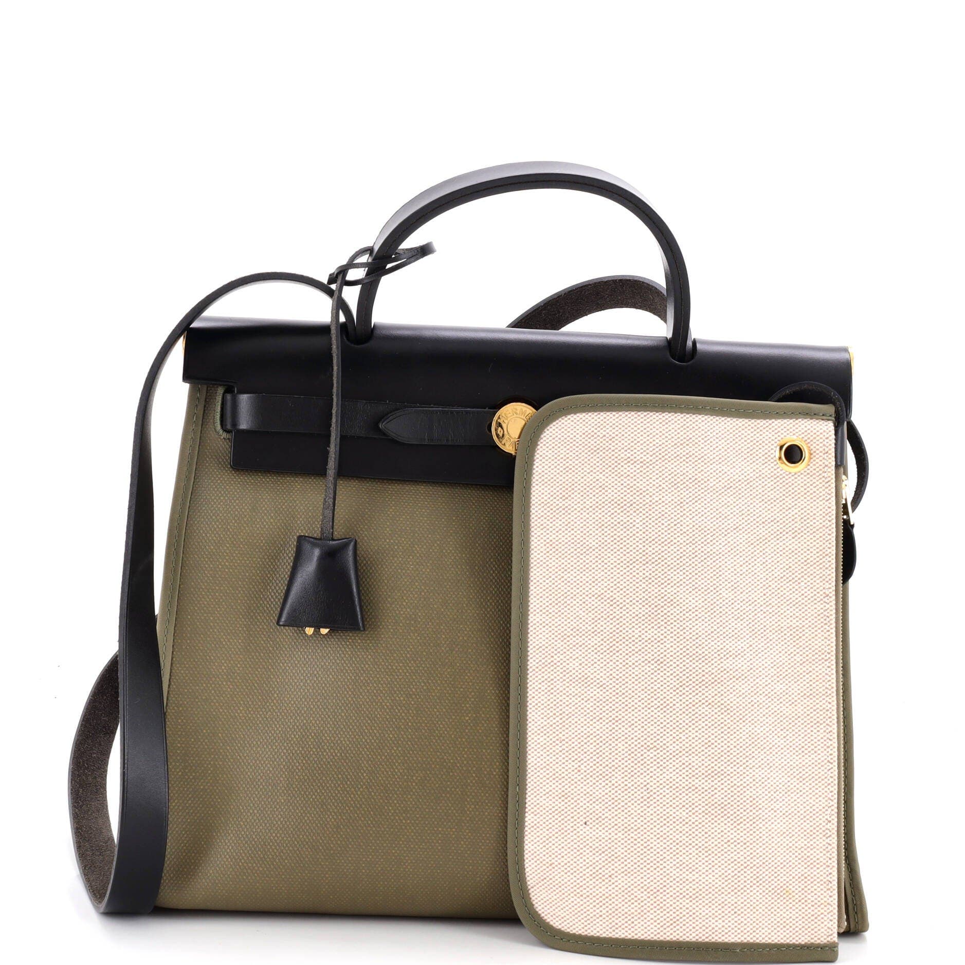 Herbag Zip Berline Vache Canvas and Leather 31, Alternate, color, Green