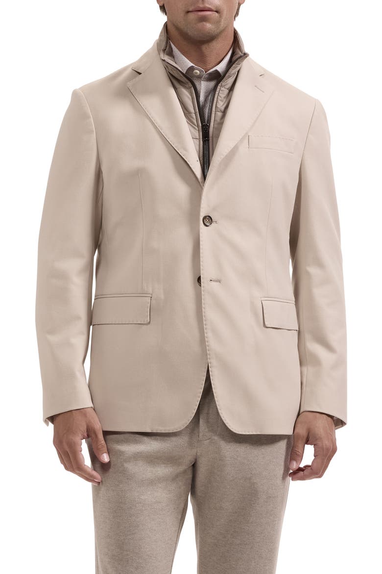 Three Button Blazer with Quilted Bib, Main, color, CASHMERE