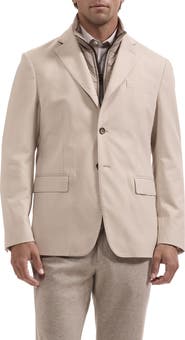 Bugatchi Three Button Blazer with Quilted Bib