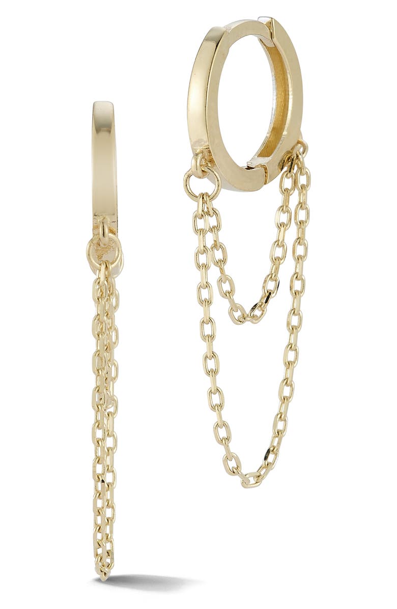 Ember Fine Jewelry Chain Drop Huggie Hoop Earrings, Main, color, 14K Gold