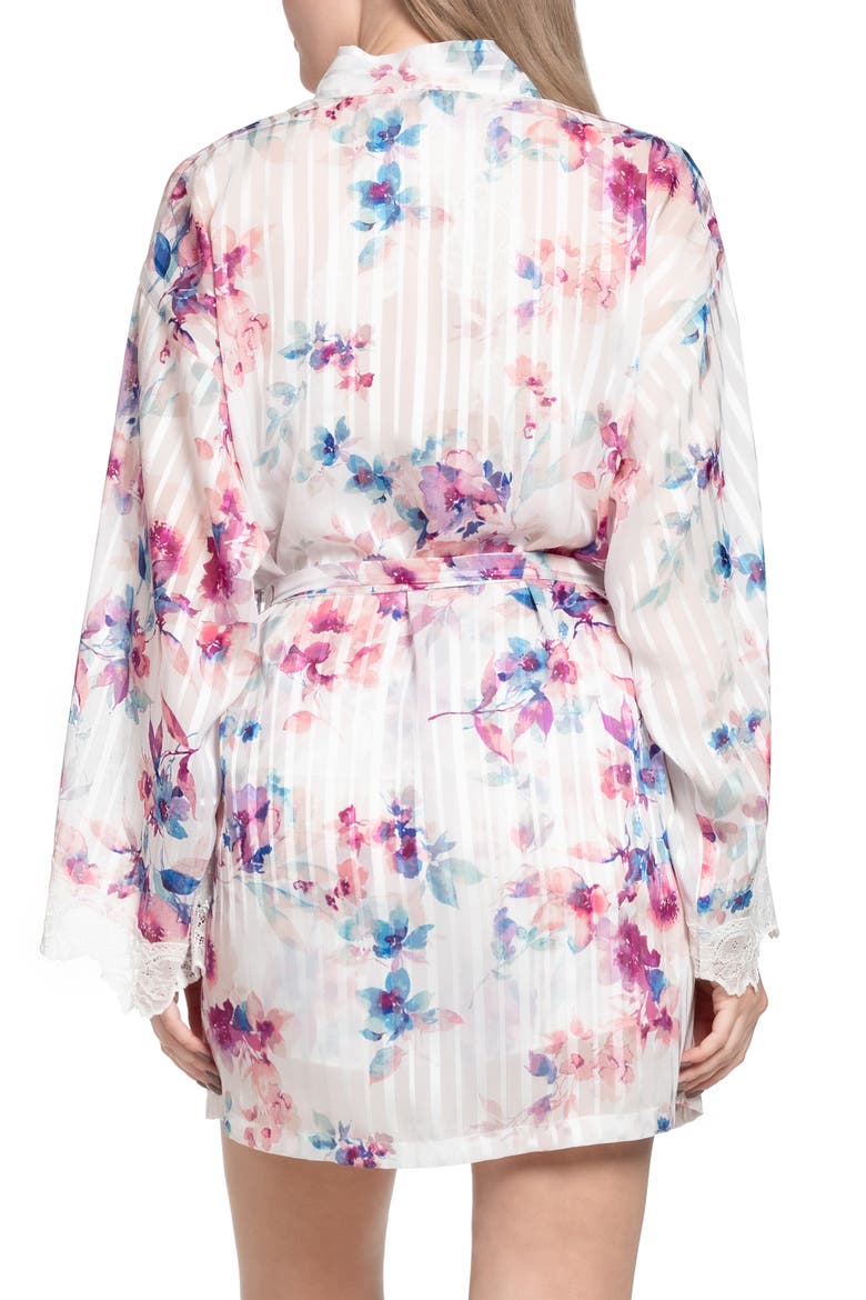 Dorothy Floral Short Chiffon Robe, Alternate, color, IVORY