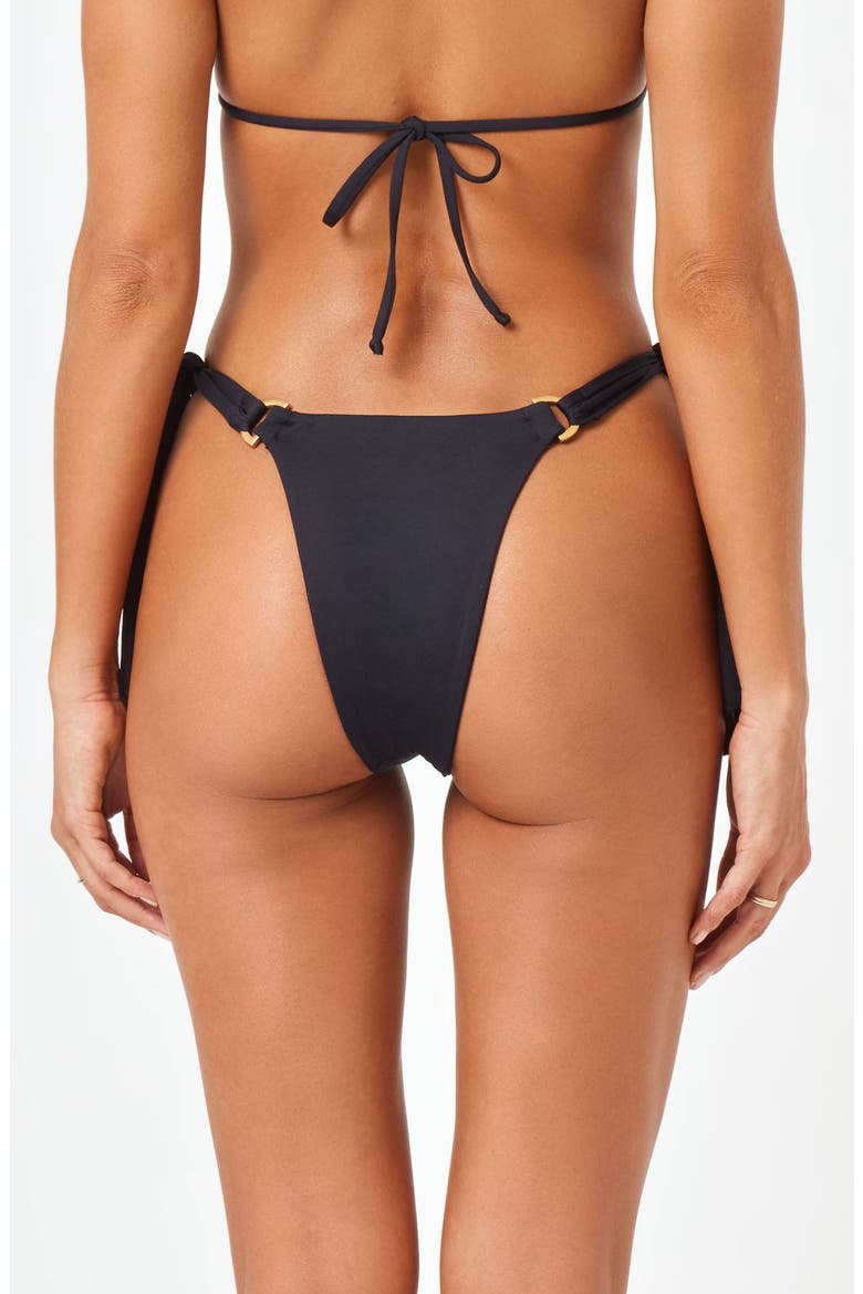 Kiki Tanga Side Tie Bikini Bottoms, Alternate, color, BLACK