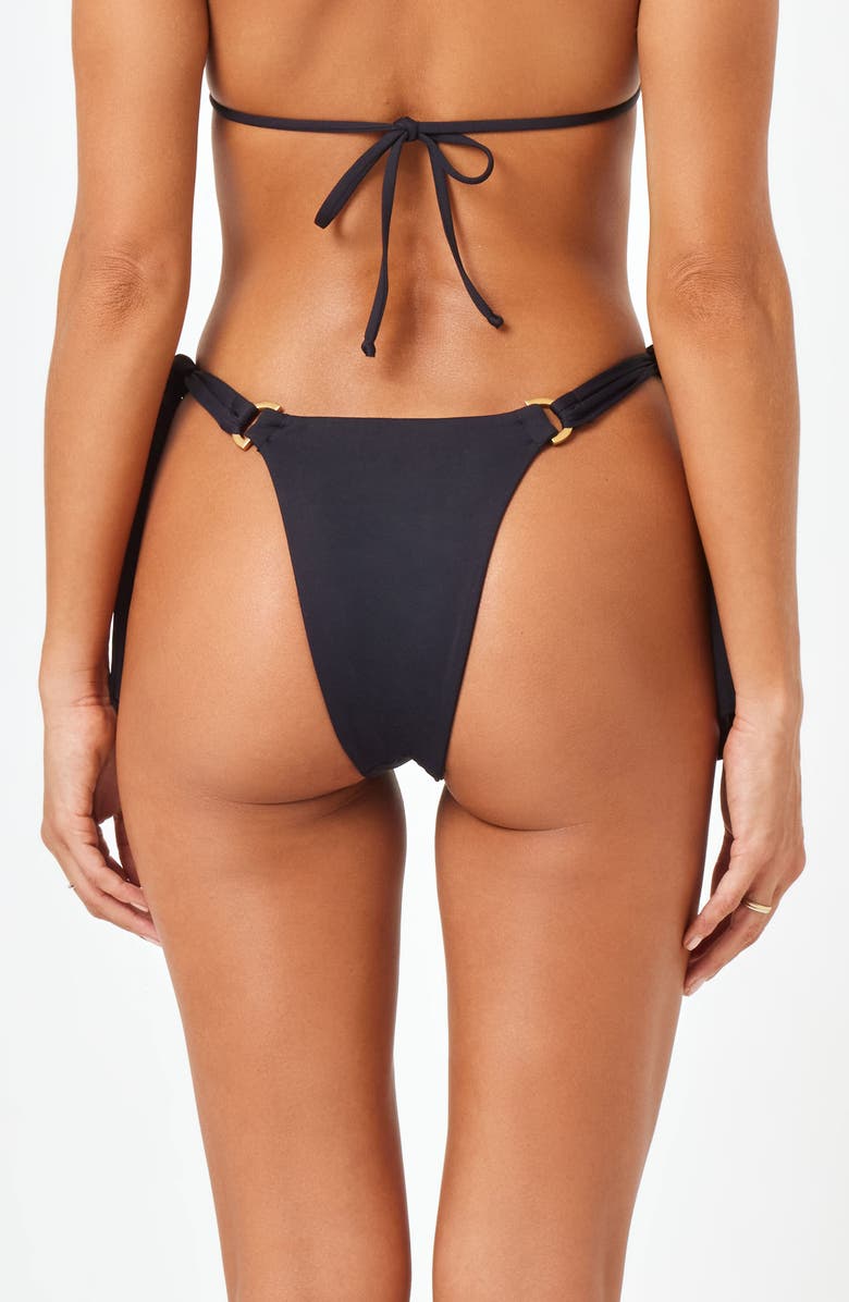 LSPACE Kiki Tanga Side Tie Bikini Bottoms, Alternate, color, Black