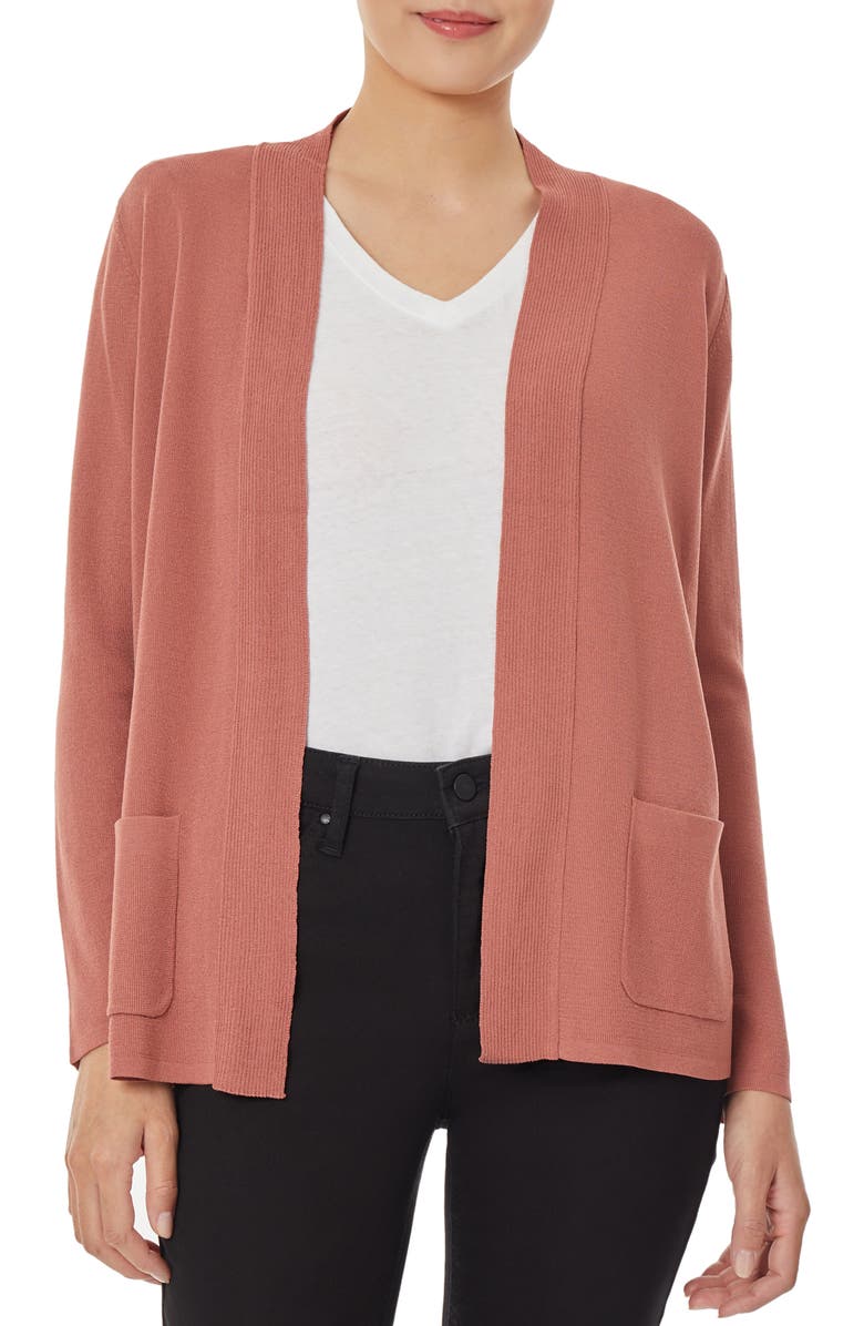 Jones New York Open Front Rib Placket Cardigan, Main, color,