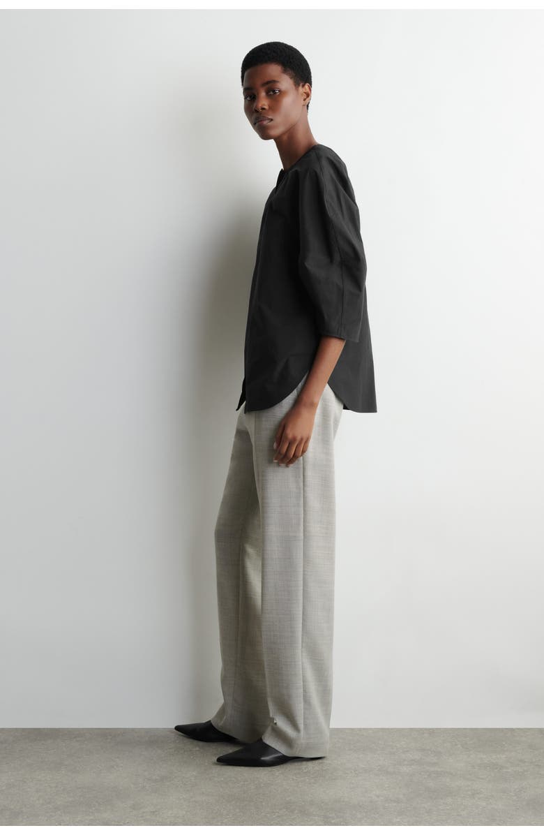 COS Sculptural Pima Cotton-Poplin Blouse, Alternate, color, Black