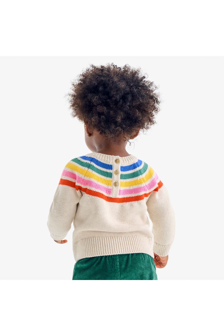Baby Sweater In Rainbow Stripe, Alternate, color, Heather Sand Rainbow Stripe