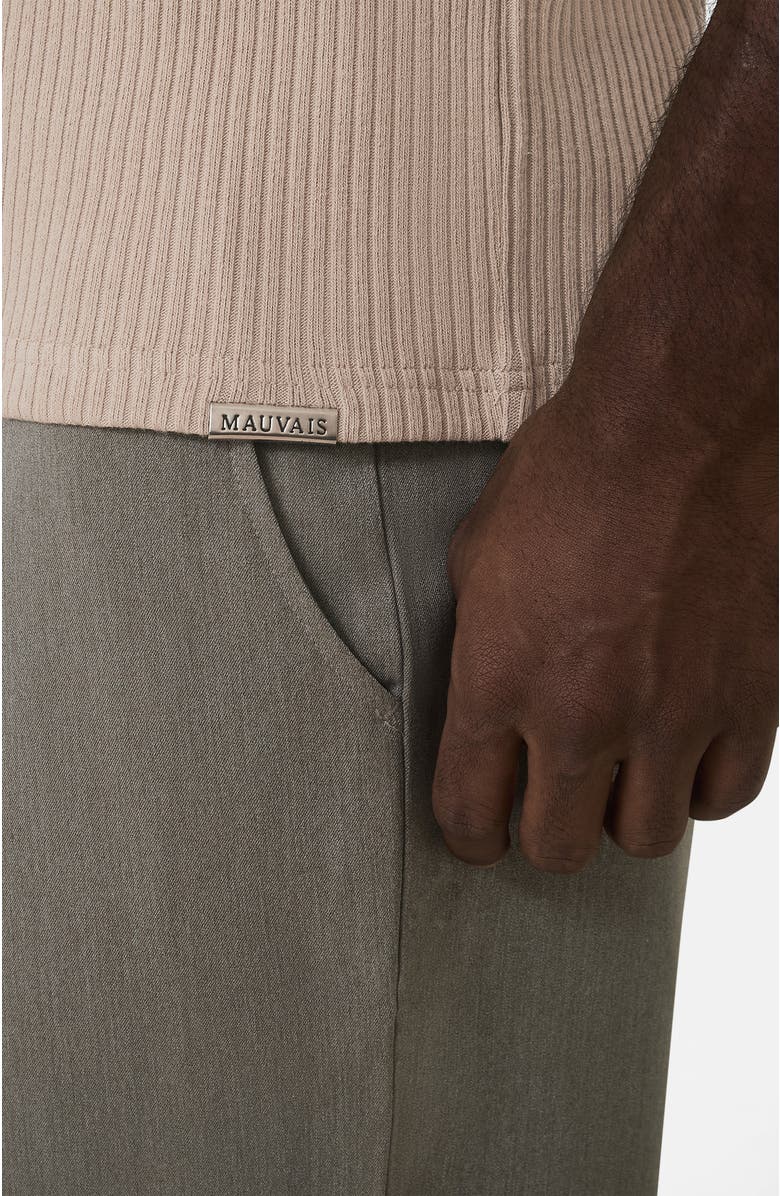 MAUVAIS Elysee Slim Ribbed Revere Polo, Alternate, color, Light Beige