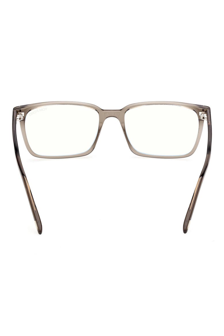 55mm Rectangular Blue Light Blocking Glasses, Alternate, color, SHINY DARK BROWN BLUE BLOCK L