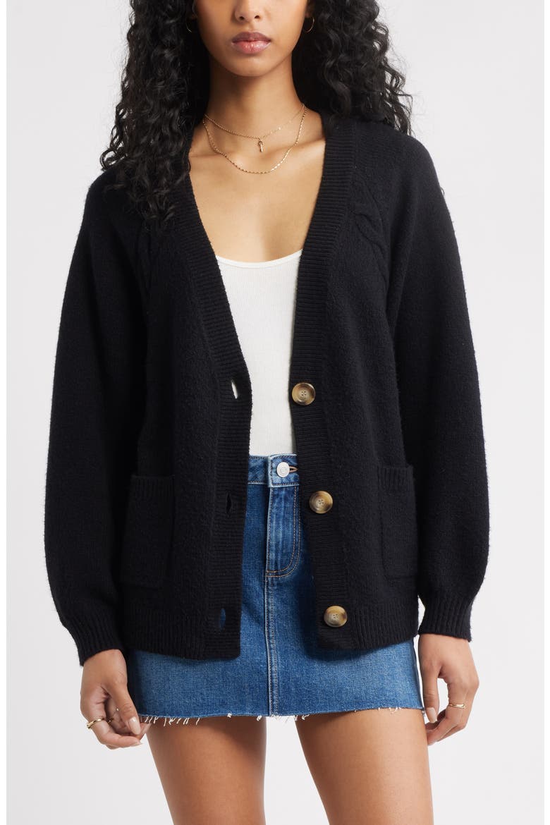 Relaxed Everyday Cardigan, Main, color, BLACK
