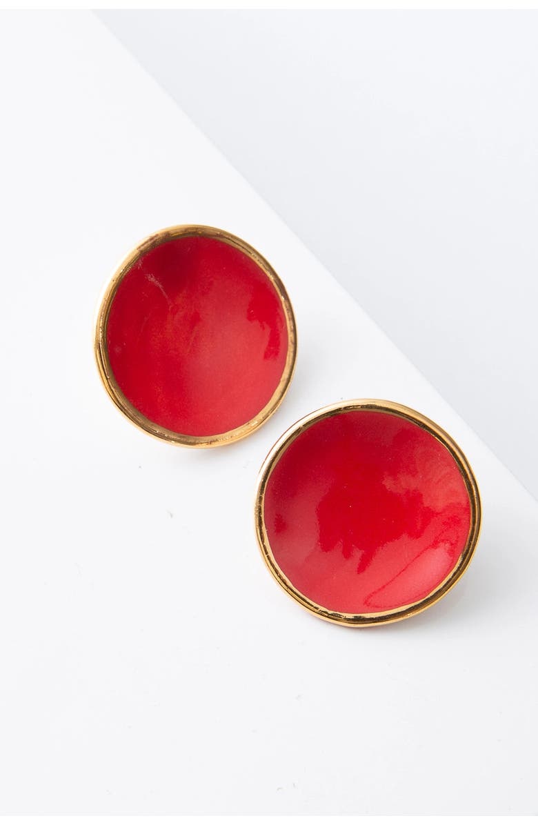 Noonday Collection Mini Halo Earrings, Paprika, Main, color, Red