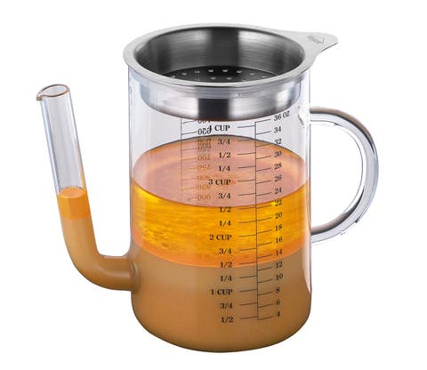 Stainless Steel & Borosilicate Glass Gravy Separator, 34-ounce