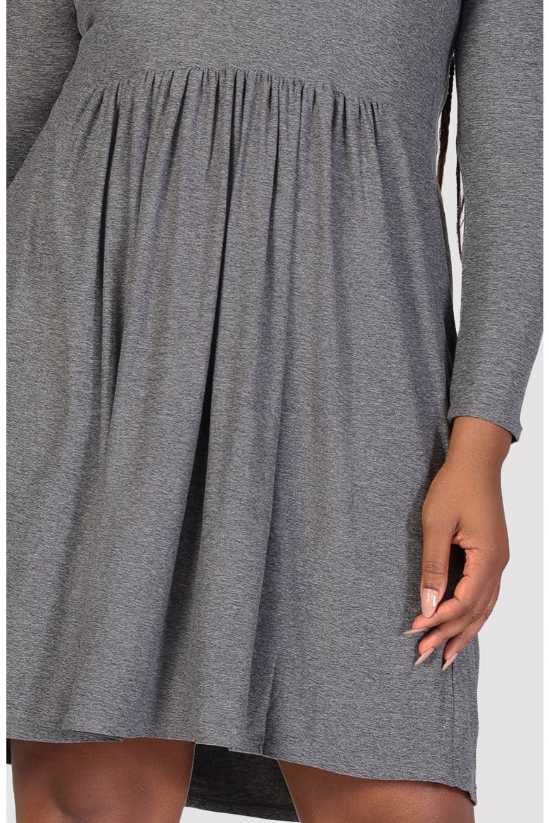 Long Sleeve Knit Babydoll Dress, Alternate, color, SMOKE