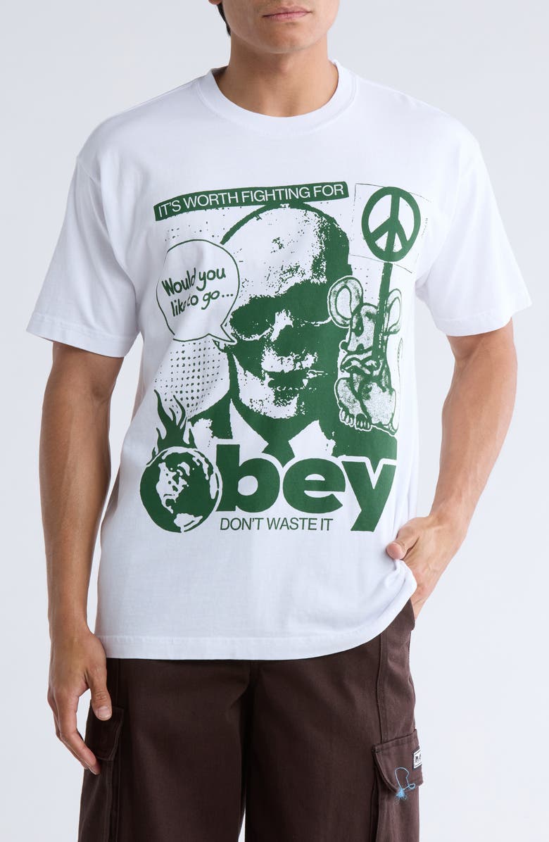 Obey Don't Waste It Cotton Graphic T-Shirt, Main, color,