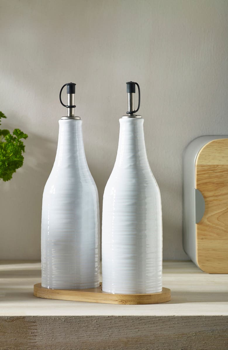 NEXT Malvern Set of 2 Stoneware Bottles with Tray, Alternate, color, White