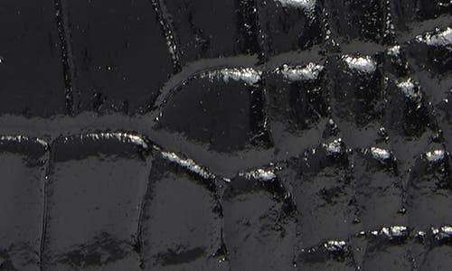 L Agence L'agence Milou Domed Buckle Croc Embossed Patent Leather Belt In Black