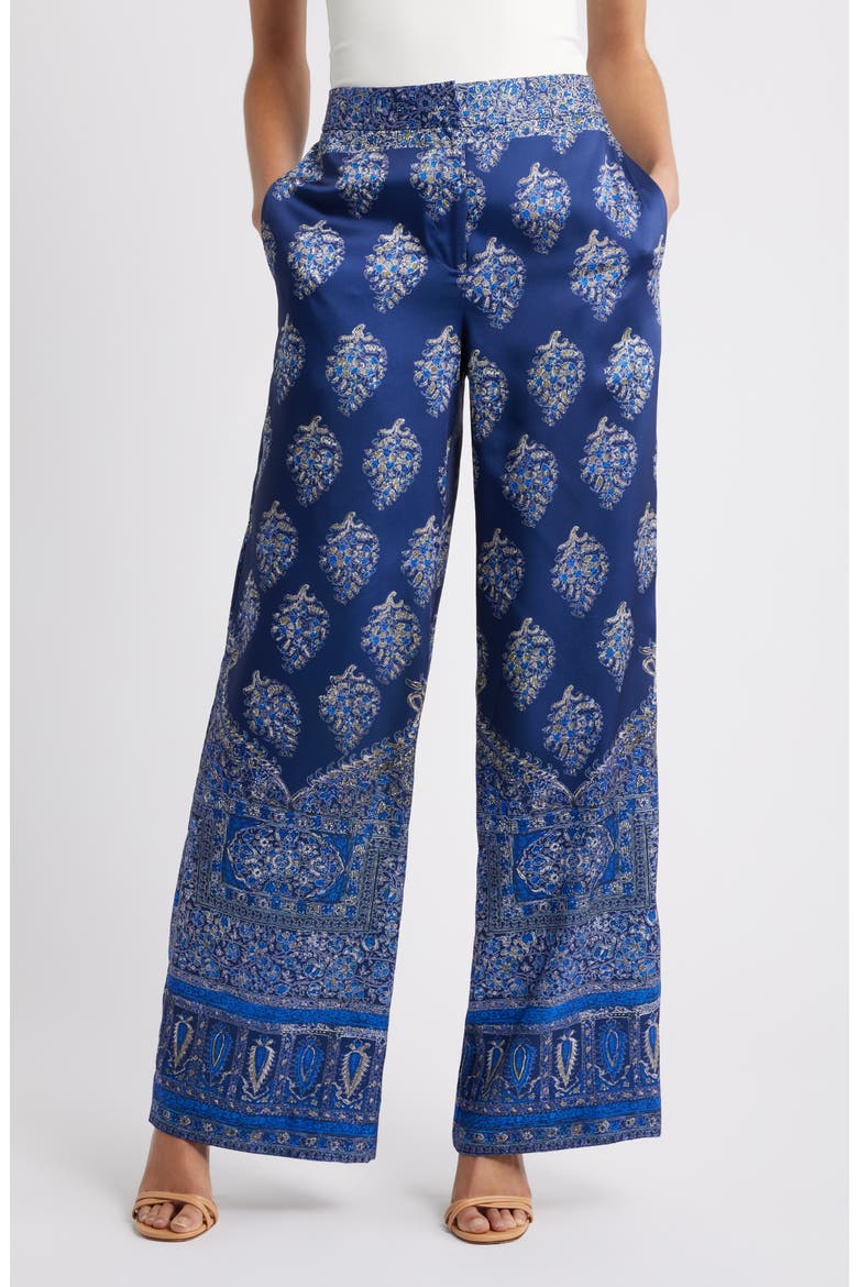 Josie Print Wide Leg Pants, Main, color, INDIGO MULTI