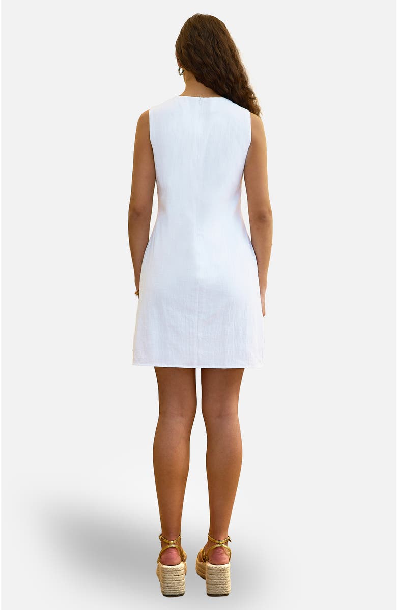 Yumi Viscose Button Detail Shift Dress, Alternate, color, White
