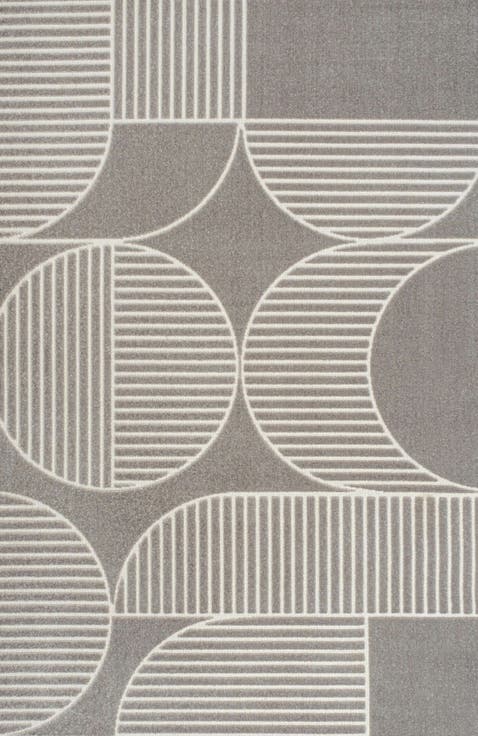 Nordby High-Low Geometric Arch Scandi Striped Indoor/Outdoor Area Rug
