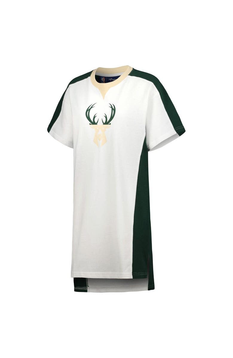 G-III 4HER BY CARL BANKS Women's G-III 4Her by Carl Banks White Milwaukee Bucks Free Throw T-Shirt Dress, Alternate, color, 