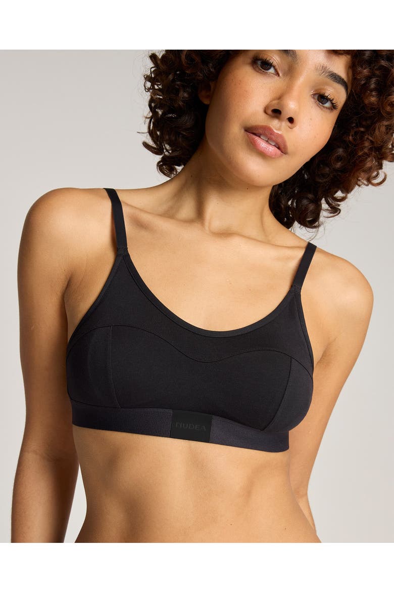 Cotton Modal Contour Scoop Bralette, Alternate, color, Black