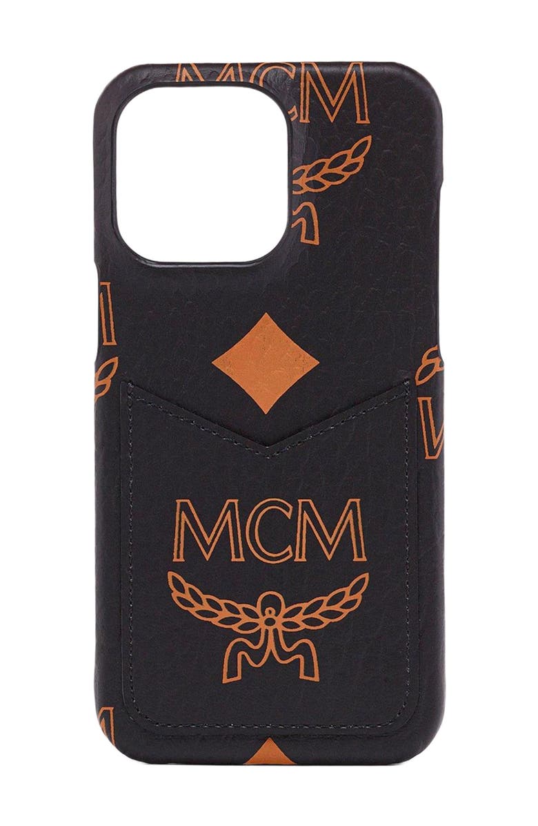 MCM AREN iPhone 15 Pro Max Case in Maxi Visetos, Main, color, Maxi Monogram Black