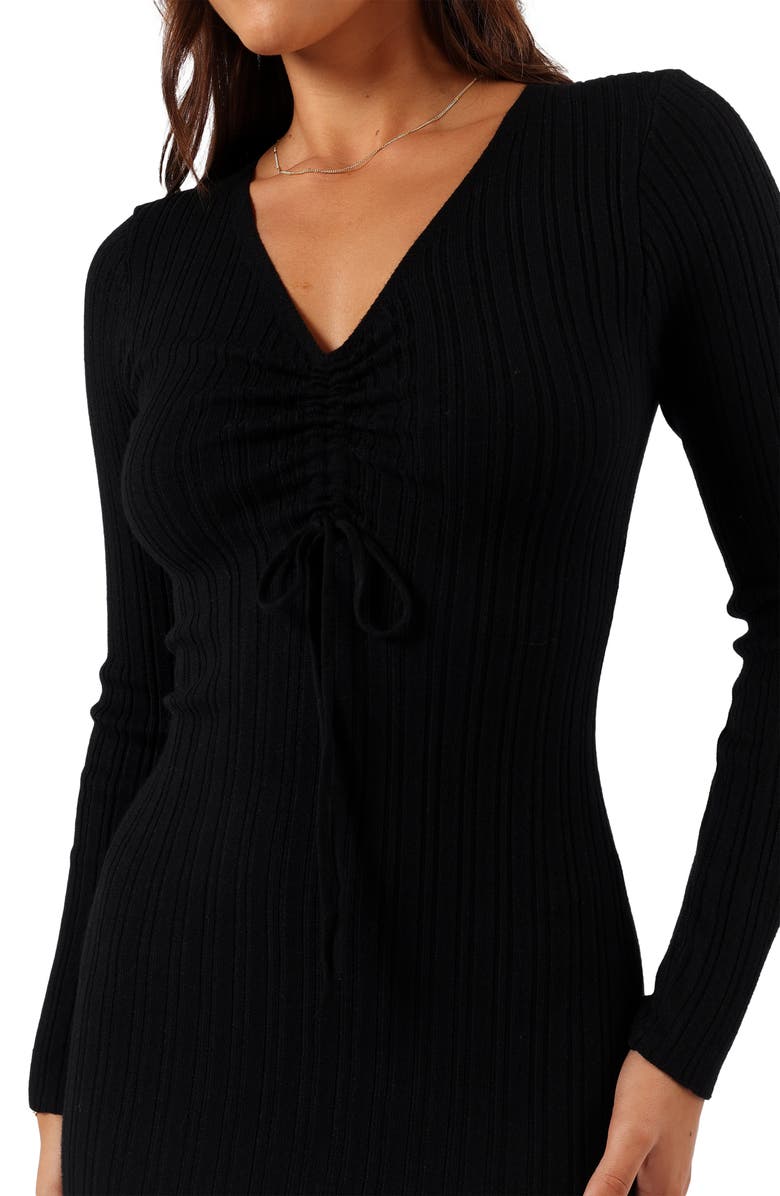 Petal & Pup Irene Long Sleeve Sweater Dress, Alternate, color, Black