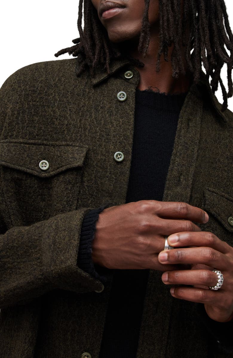 AllSaints Pegasus Wool Blend Button-Up Overshirt, Alternate, color, 