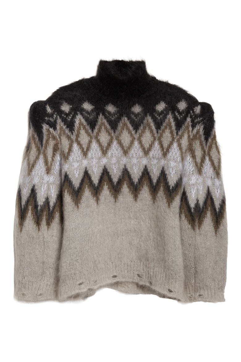Kissick Fair Isle Padded Mohair & Wool Blend Turtleneck Sweater, Main, color, MULTI GREY