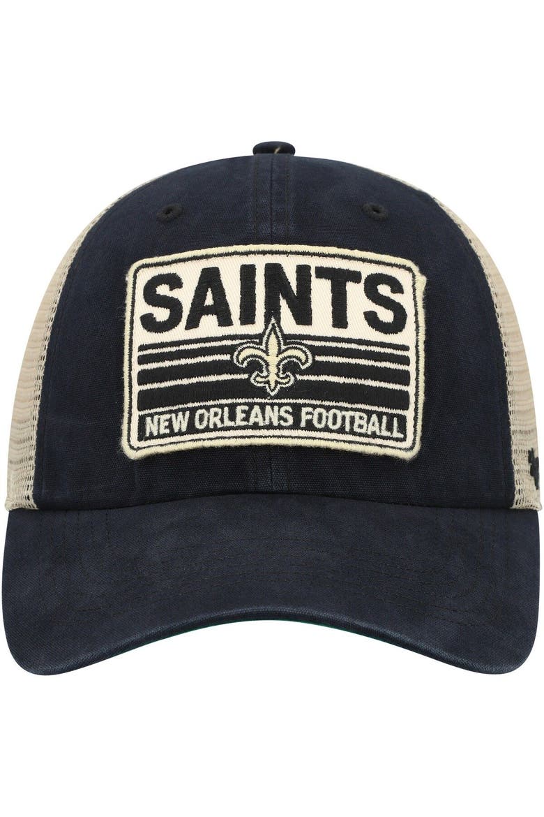 Men's '47 Black/Natural New Orleans Saints Four Stroke Clean Up Snapback Hat, Alternate, color, Black