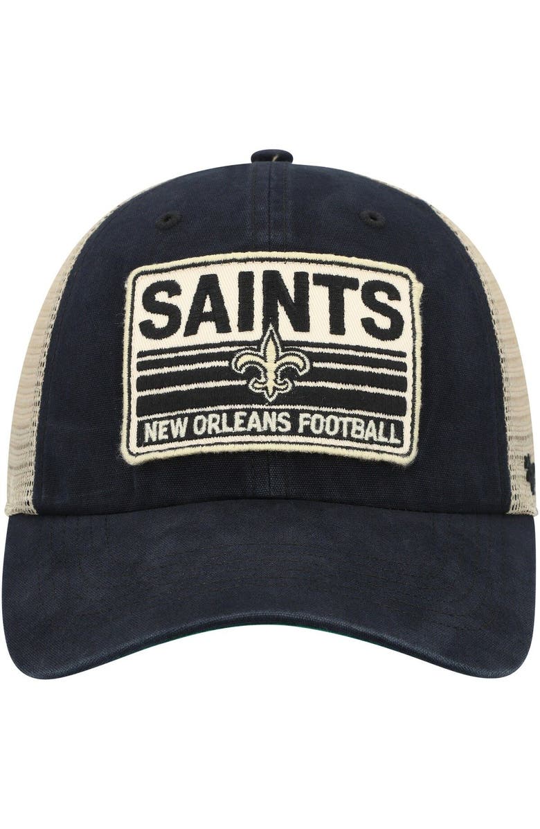 '47 Men's '47 Black/Natural New Orleans Saints Four Stroke Clean Up Snapback Hat, Alternate, color, 