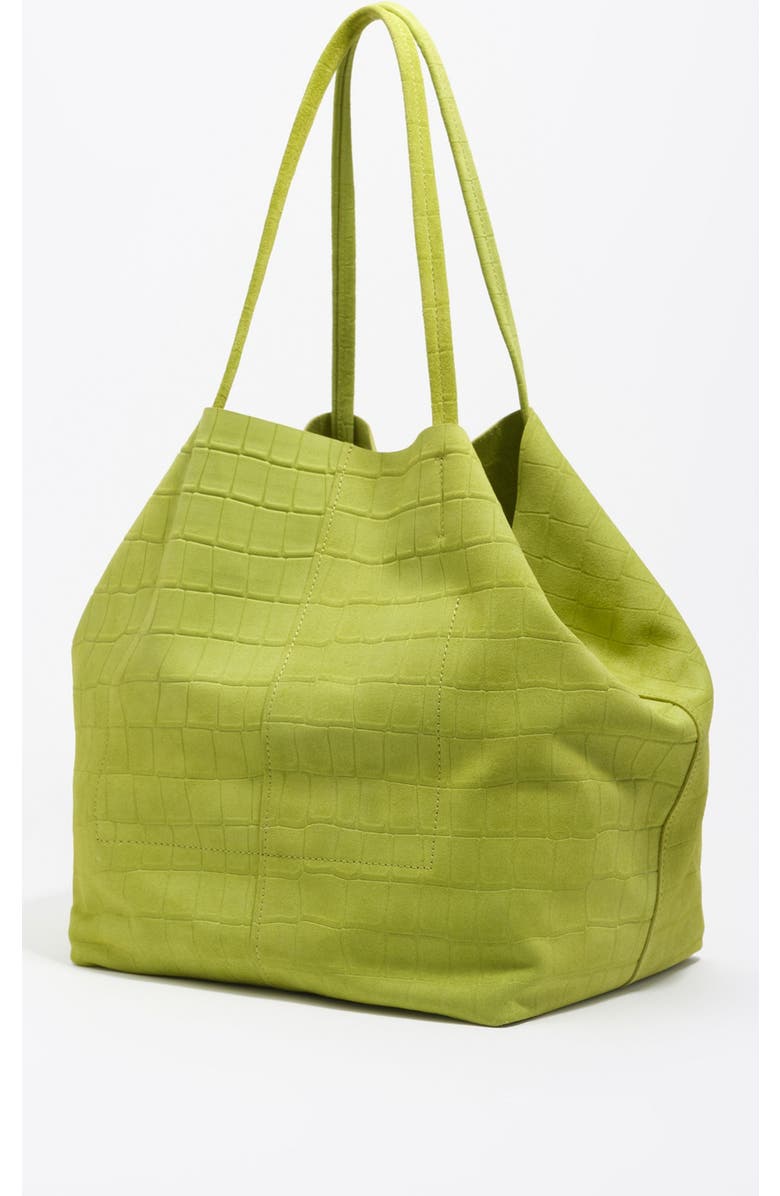 Bimba y Lola Large Split Leather Shopper Bag, Alternate, color, Lime