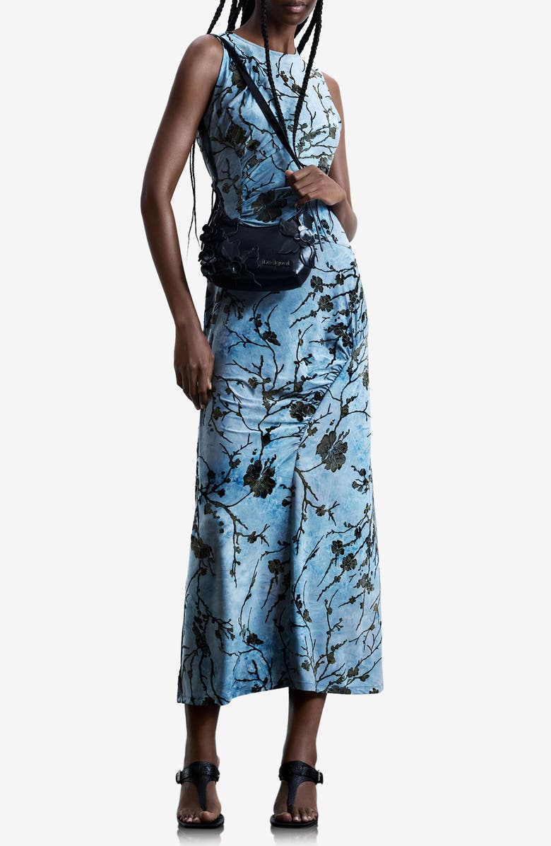 Desigual Floral Print Sleeveless Dress, Main, color, Blue
