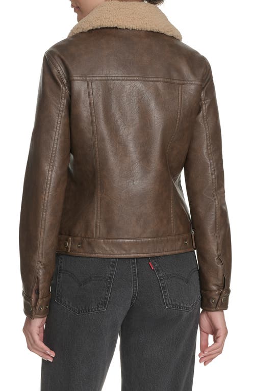 Levi's® Faux Leather Trucker Jacket In Brown