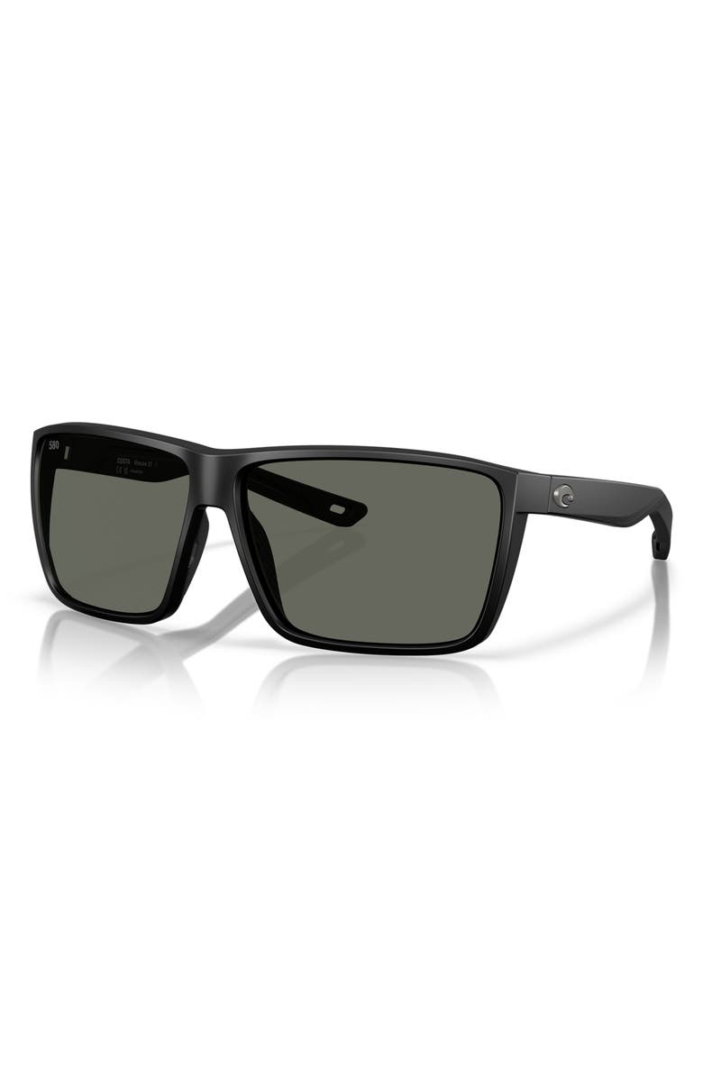 Costa Del Mar Rincon II 64mm Polarized Oversize Rectangular Sunglasses, Alternate, color, Matte Black / Gray