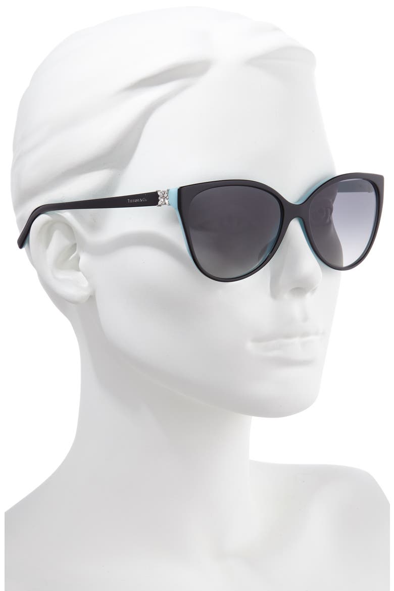 58mm Polarized Cat Eye Sunglasses, Alternate, color, BLACK/ BLUE/ BLACK GRADIENT