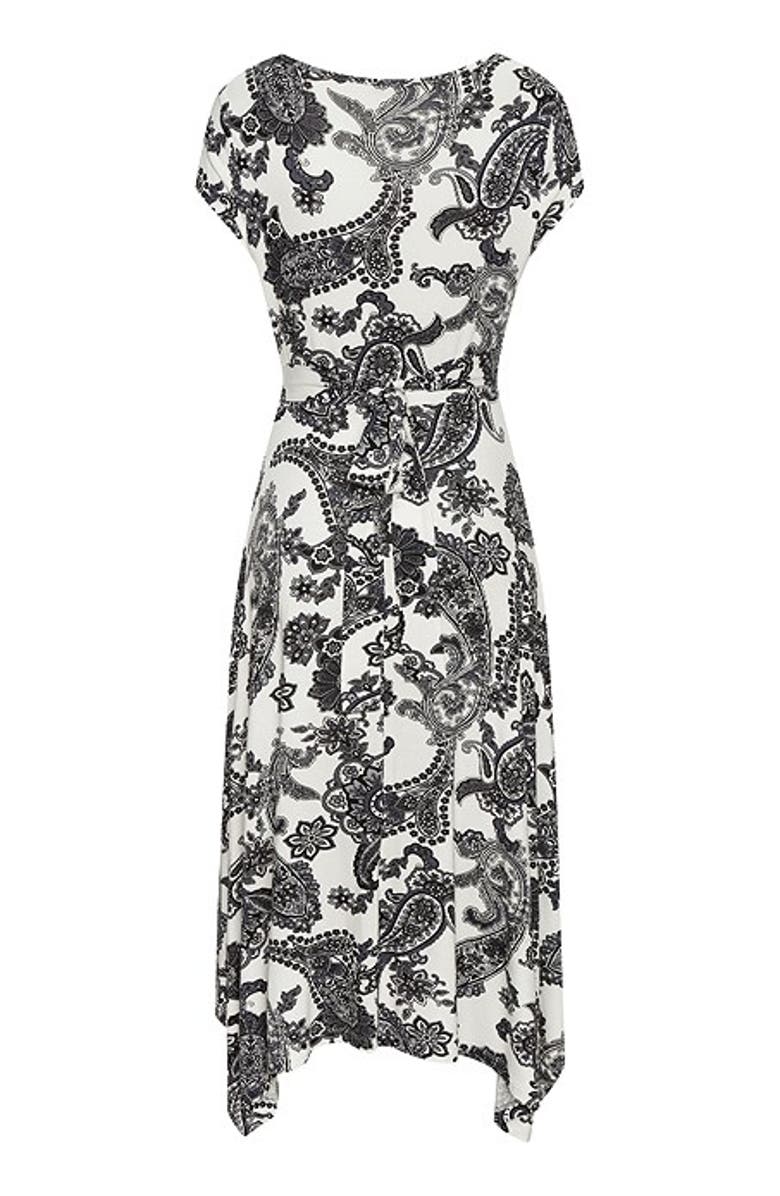 LASCANA Women's Handkerchief Hem Dress, Alternate, color, Black & White