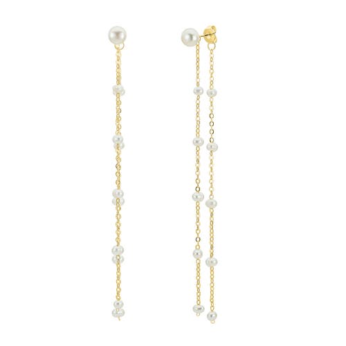 Untamed Petals Lara Pearl Drop Earrings In Gold