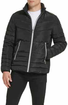 Kenneth Cole New York Faux Memory Full Zip Mixed Quilted Puffer Jacket