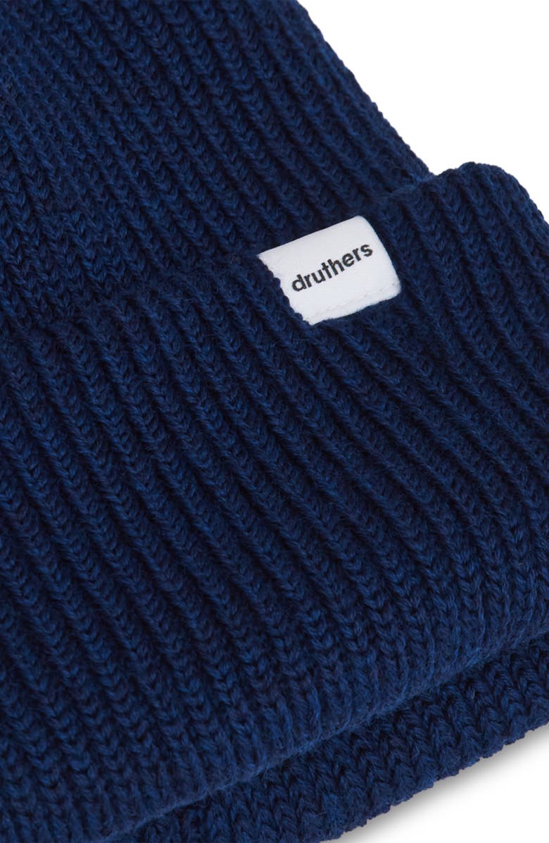 Druthers NYC Merino Wool Ribbed Beanie, Alternate, color, Navy