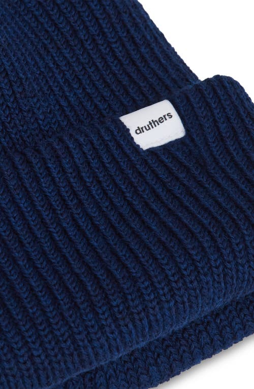 Druthers Nyc Merino Wool Ribbed Beanie In Navy