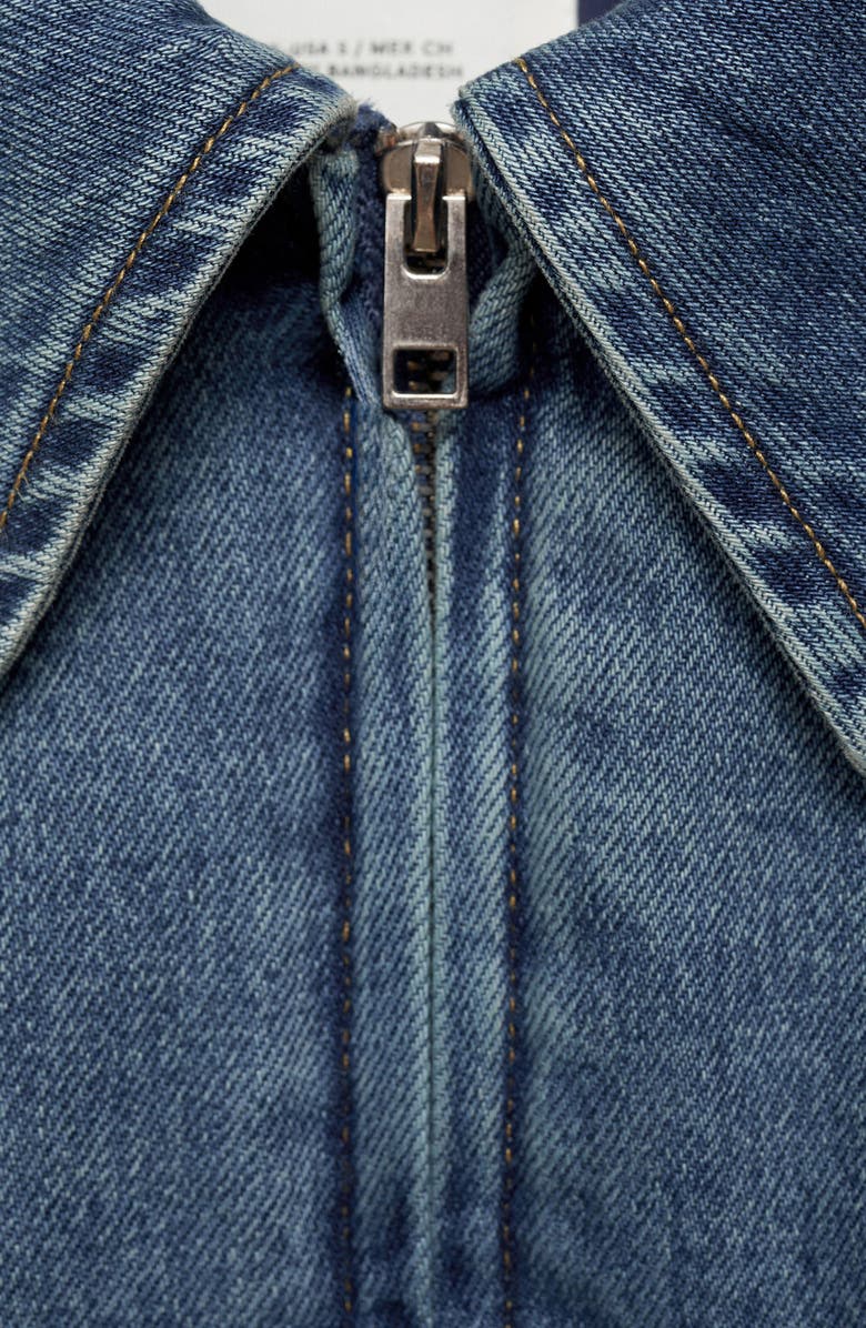 MANGO Crop Zip Lined Denim Bomber Jacket, Alternate, color,