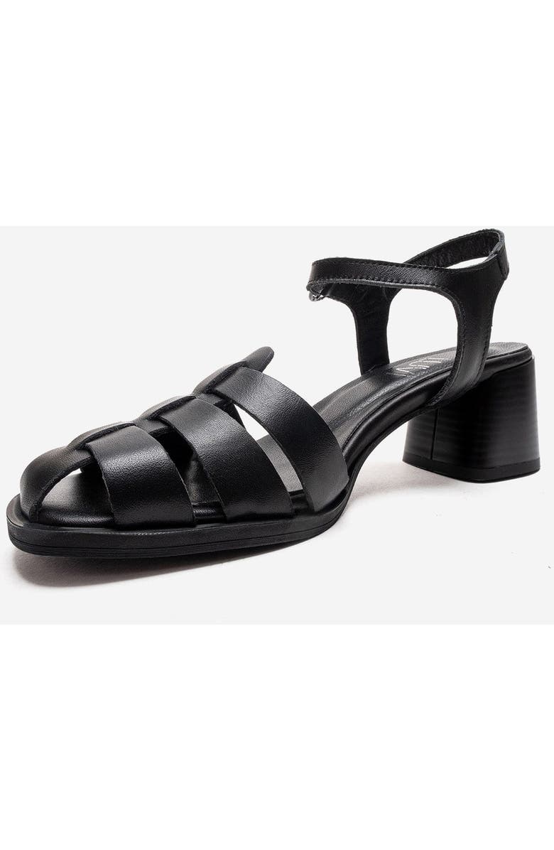 Forever & Always Shoes Devora Leather Block Heel Sandal, Alternate, color, Black