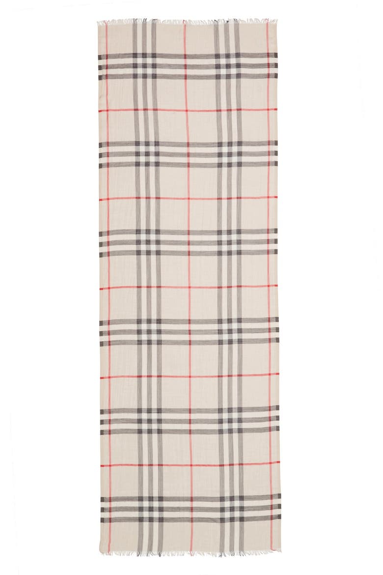 Giant Check Print Wool & Silk Scarf, Main, color, STONE