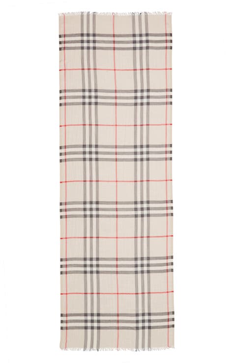 Giant Check Print Wool & Silk Scarf